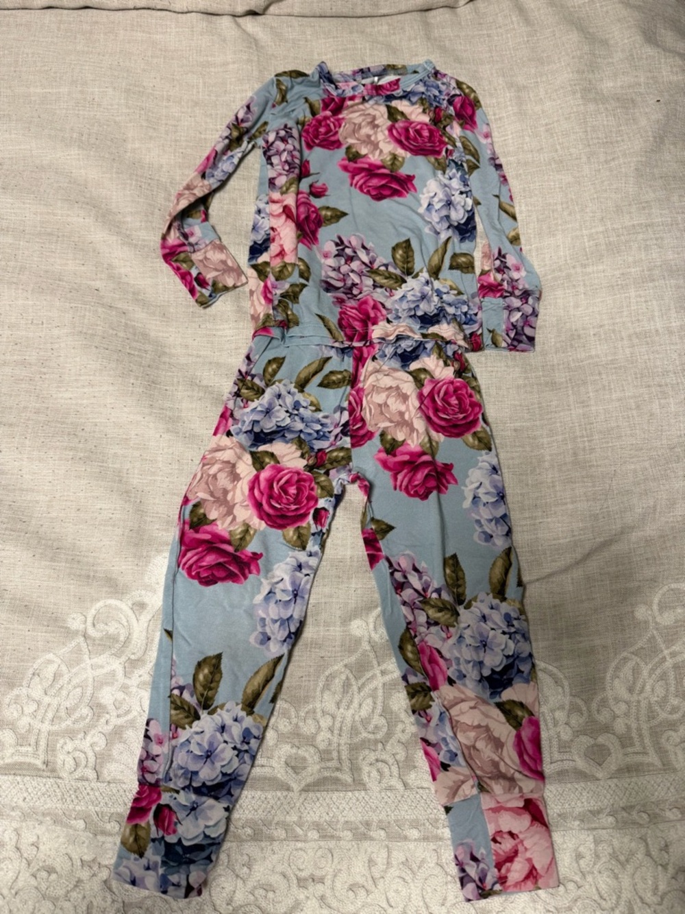 Posh Peanut Light Blue Floral pajama set
